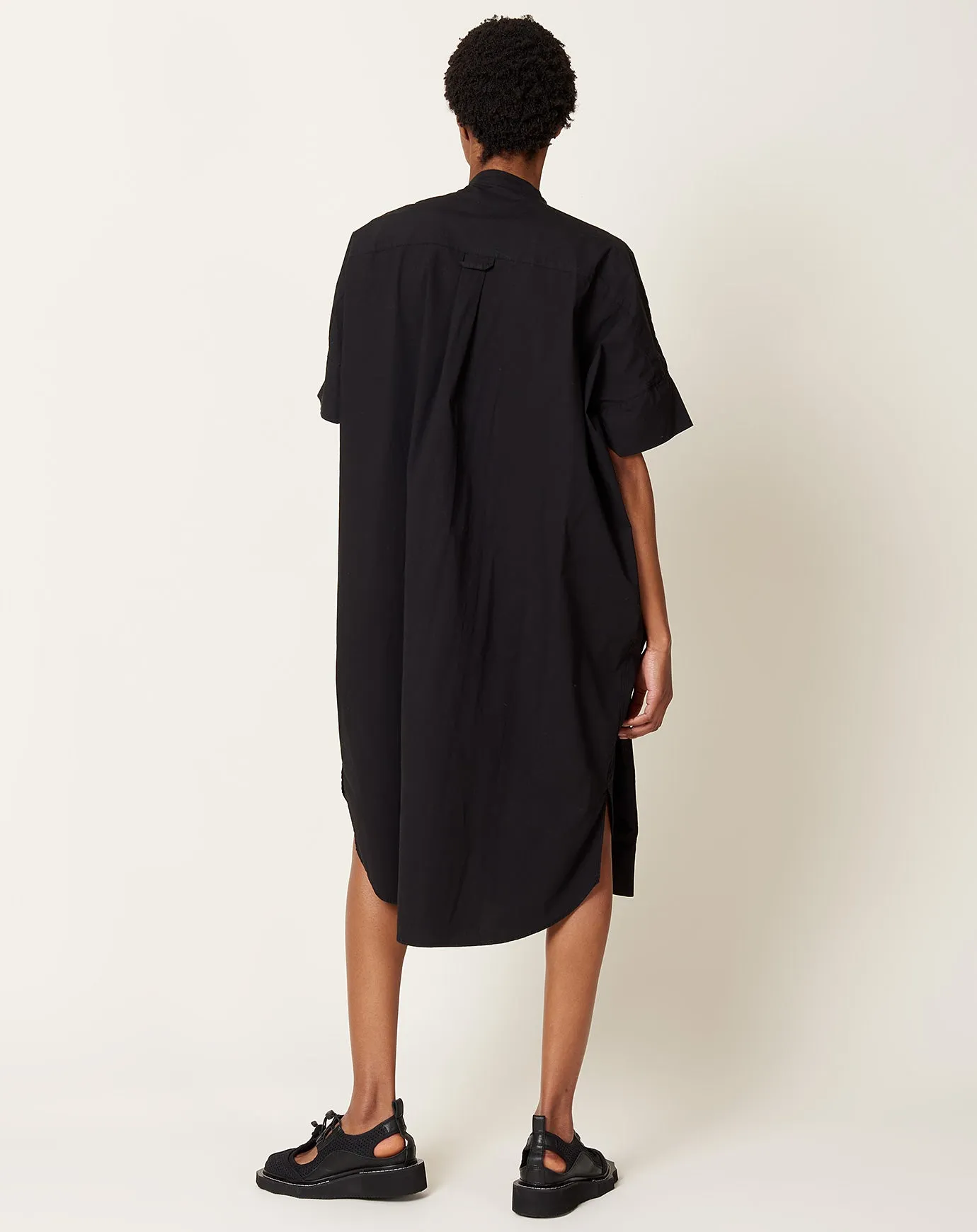 Fold Shirt Dress in Black